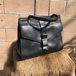 Kate Spade Black leather top handle satchel.